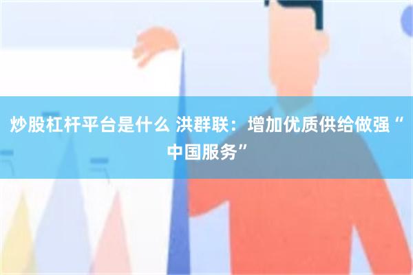 炒股杠杆平台是什么 洪群联：增加优质供给做强“中国服务”