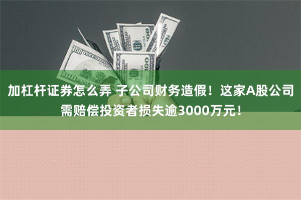 加杠杆证券怎么弄 子公司财务造假！这家A股公司需赔偿投资者损失逾3000万元！