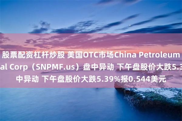股票配资杠杆炒股 美国OTC市场China Petroleum & Chemical Corp（SNPMF.us）盘中异动 下午盘股价大跌5.39%报0.544美元