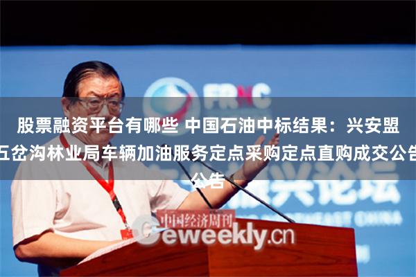股票融资平台有哪些 中国石油中标结果：兴安盟五岔沟林业局车辆加油服务定点采购定点直购成交公告
