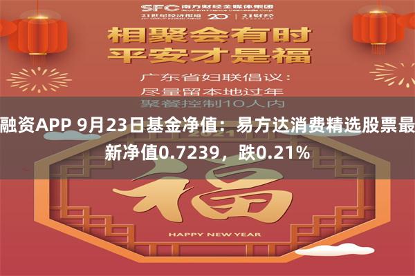 融资APP 9月23日基金净值：易方达消费精选股票最新净值0.7239，跌0.21%