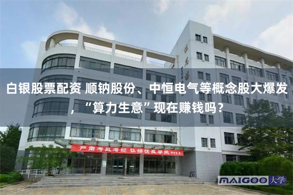白银股票配资 顺钠股份、中恒电气等概念股大爆发，“算力生意”现在赚钱吗？