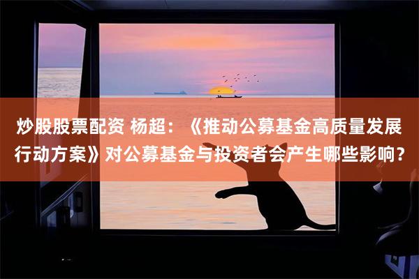 炒股股票配资 杨超：《推动公募基金高质量发展行动方案》对公募基金与投资者会产生哪些影响？