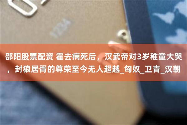 邵阳股票配资 霍去病死后，汉武帝对3岁稚童大哭，封狼居胥的尊荣至今无人超越_匈奴_卫青_汉朝