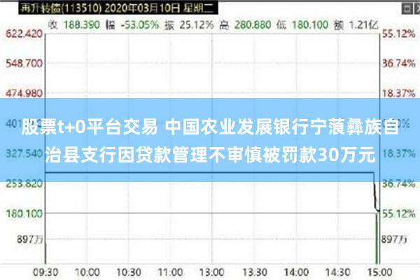 股票t+0平台交易 中国农业发展银行宁蒗彝族自治县支行因贷款管理不审慎被罚款30万元