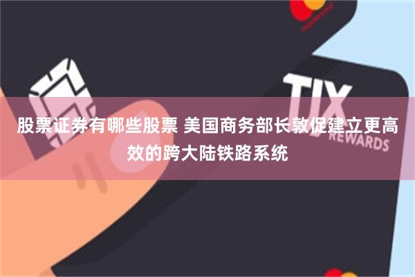 股票证券有哪些股票 美国商务部长敦促建立更高效的跨大陆铁路系统