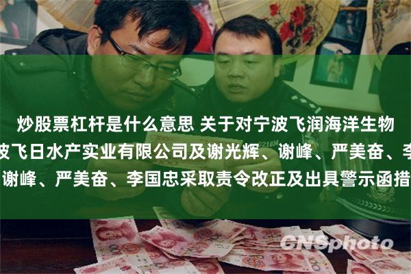 炒股票杠杆是什么意思 关于对宁波飞润海洋生物科技股份有限公司、宁波飞日水产实业有限公司及谢光辉、谢峰、严美奋、李国忠采取责令改正及出具警示函措施的决定