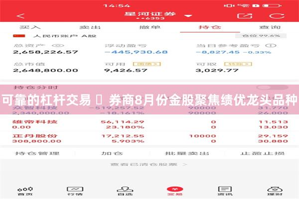 可靠的杠杆交易 ​券商8月份金股聚焦绩优龙头品种